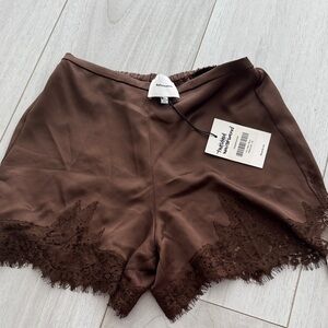NWT Reformation Brown Lace Trim Shorts size XS